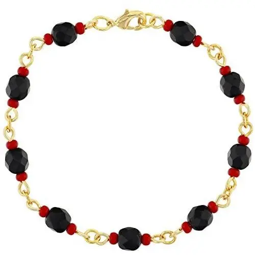 In Season Jewelry 18k Gold Plated Simulated Azabache Womens Bracelet Mal de Ojo Protection 7'' In Season Jewelry 18k Gold Plated Simulated Azabache Womens Bracelet Mal de Ojo Protection 7''