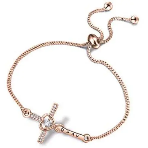 Zuo Bao Baptism Gift Christian Jewelry God is Greater Than The Highs and Lows Crystals Cross Adjustable Link Bracelets Zuo Bao Baptism Gift Christian Jewelry God is Greater Than The Highs and Lows Crystals Cross Adjustable Link Bracelets