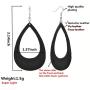Geometric Wooden & Leather Teardrop Earrings for Women Girls - Bohemian Lightweight Cork Leopard Zebra Classic Printed Genuine Leather Dangle Earring