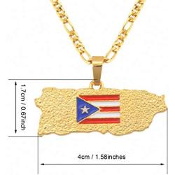 Puerto Rico Map Flag Pendant Necklaces Women/Men Gold Pr Puerto Ricans Necklace Jewelry Gifts