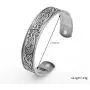 Magnetic Celtic Knot Viking Crow Cuff Bracelet Bangle Stainless Steel Health Care Jewelry for Men (antique silver)