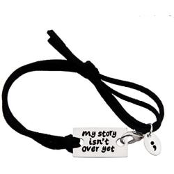 WUSUANED Hand Stamped My Story Isnt Over Yet Motivational Quote Necklace Bracelet Set with Semicolon Charm