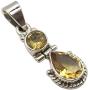 SilverStarJewel 925 Sterling Silver Citrine Necklace Pendant 1.2'' 2.9 Grams Wedding Fashion