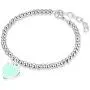 Jewanfix Charm Bracelet for Girls, Womens Stainless Steel Love Heart Charm Beaded Delicate Bracelet
