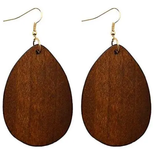 SMALLLOVE Wooden Hoop Earrings for Women Girls Retro Black African Bohemian Wood Teardrop Geometric Lightweight Dangle Drop Earrings SMALLLOVE Wooden Hoop Earrings for Women Girls Retro Black African Bohemian Wood Teardrop Geometric Lightweight Dangle Drop Earrings