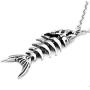 Controse Silver-Toned Stainless Steel Fish Bones Necklace with Pendant (17'' - 19'' Adjustable Chain)