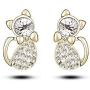Comelyjewel Premium Quality 4 Pcs Fashion Zircon Crystal Cat Necklace Animal Earrings Jewelry Set Silver blue