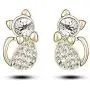 Comelyjewel Premium Quality 4 Pcs Fashion Zircon Crystal Cat Necklace Animal Earrings Jewelry Set Silver blue