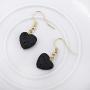 SENFAI 12mm Heart Black Lava-Rock Essential Oil Diffuser Dangle Earrings 3 Tone