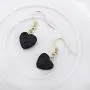 SENFAI 12mm Heart Black Lava-Rock Essential Oil Diffuser Dangle Earrings 3 Tone