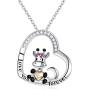 AOBOCO Cute Giraffe Necklace Sterling Silver Crescent Moon Heart Giraffe Pendant Embellished with Crystals from Austria - I Love You Forever, Birthday Anniversary Giraffe Jewelry Gifts for Women