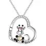 AOBOCO Cute Giraffe Necklace Sterling Silver Crescent Moon Heart Giraffe Pendant Embellished with Crystals from Austria - I Love You Forever, Birthday Anniversary Giraffe Jewelry Gifts for Women