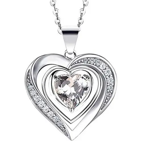 Hantaostyle Crystal Love Heart Pendant Necklaces for Women Mothers Day Birthstone Jewelry Gifts for girls Party/Birthday/Anniversary Day Hantaostyle Crystal Love Heart Pendant Necklaces for Women Mothers Day Birthstone Jewelry Gifts for girls Party/Birthday/Anniversary Day