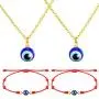 Hicarer 4 Pieces Evil Eye Necklace with Evil Eye Bracelet Set Evil Eye Necklace Chain Turkish Blue Eyes Amulet Pendant Necklace Amulet Lucky Bracelets with Card for Women Men Hicarer 4 Pieces Evil Eye Necklace with Evil Eye Bracelet Set Evil Eye Necklace Chain Turkish Blue Eyes Amulet Pendant Necklace Amulet Lucky Bracelets with Card for Women Men