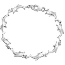 Shop LC Dolphin Link Bracelet 925 Sterling Silver Fashion Jewelry for Women Gifts for Her Size 7.25''
