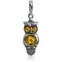 Sterling Silver Amber Owl Earrings Pendant Set Necklace 18 Inches Sterling Silver Amber Owl Earrings Pendant Set Necklace 18 Inches