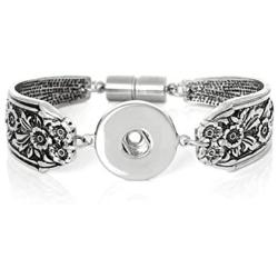 My Prime Gifts Interchangeable Snap Jewelry Magnetic Bracelet Flower Spoon Size: Small to Medium