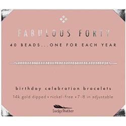 Lucky Feather 40th Birthday Gifts for Women, 14K Gold Dipped Beads Bracelet on Adjustable 7''- 8'' Cord - Perfect 40th Birthday Gift Ideas for Her