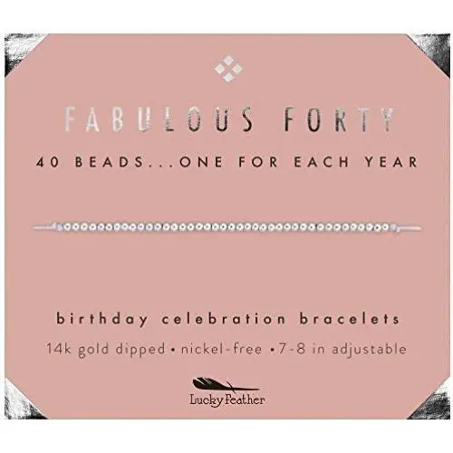 Lucky Feather 40th Birthday Gifts for Women, 14K Gold Dipped Beads Bracelet on Adjustable 7''- 8'' Cord - Perfect 40th Birthday Gift Ideas for Her Lucky Feather 40th Birthday Gifts for Women, 14K Gold Dipped Beads Bracelet on Adjustable 7''- 8'' Cord - Perfect 40th Birthday Gift Ideas for Her