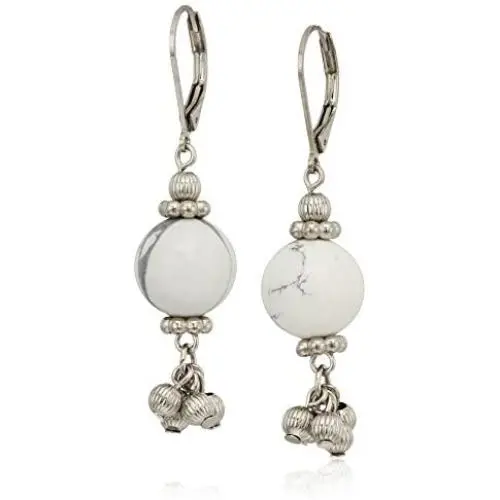 1928 jewelry silver tone genuine semi precious gemstone round drop earrings 1928 jewelry silver tone genuine semi precious gemstone round drop earrings