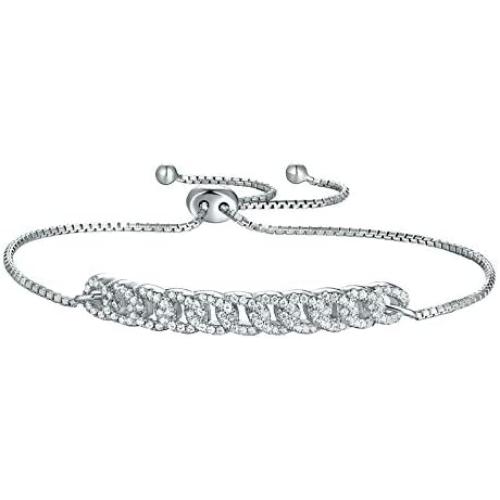 Newshe Adjustable Bracelets for Women 925 Sterling Silver Tennis 18k White Cubic Zirconia Friendship