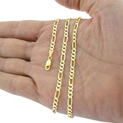 Nuragold 10k Yellow Gold 4mm Figaro Chain Link Pendant Necklace, Mens Womens Lobster Lock 16'' 18'' 20'' 22'' 24'' 26'' 28'' 30''