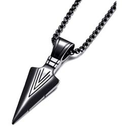 MOO&LEE Mens Stainless Steel Spear Point Arrowhead Pendant Necklace with 24 Inches Chain