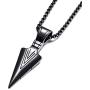 MOO&LEE Mens Stainless Steel Spear Point Arrowhead Pendant Necklace with 24 Inches Chain