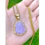 Iced Laughing Buddha Purple Jade Pendant Necklace 16'' Rope Chain Genuine Certified Grade A Jadeite Jade Hand Crafted, Jade Necklace, 14k Gold Filled Laughing Jade Buddha Necklace, Silver Jade Medallion, Fast Prime Shipping
