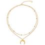BaubleStar Crescent Pendant Necklace Layering Titanium Chain Choker for Women Girls