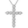 PAPUKA 925 Sterling Silver Cross Necklace for Women Girls, Cubic Zirconia CZ Simulated Diamond Cross Crucifix Pendant Necklace Jewelry, 18'' Silver Chain Nice Gifts