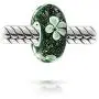 Murano Glass .925 Sterling Silver Core Translucent Floral Green Black White Flower Spacer Charm Bead Fits European Bracelet For Women Teen Murano Glass .925 Sterling Silver Core Translucent Floral Green Black White Flower Spacer Charm Bead Fits European Bracelet For Women Teen