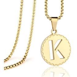 Gold Letter Necklace Steel Chain A-Z Birthday Gift For Men/Women/Boy/Girl Pendant Necklaces