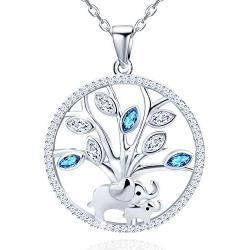 Distance Mother and Child Lovely Elephant for Women Heart Pendant Necklace 925 Sterling Silver Animal Jewelry for Mom Daughter