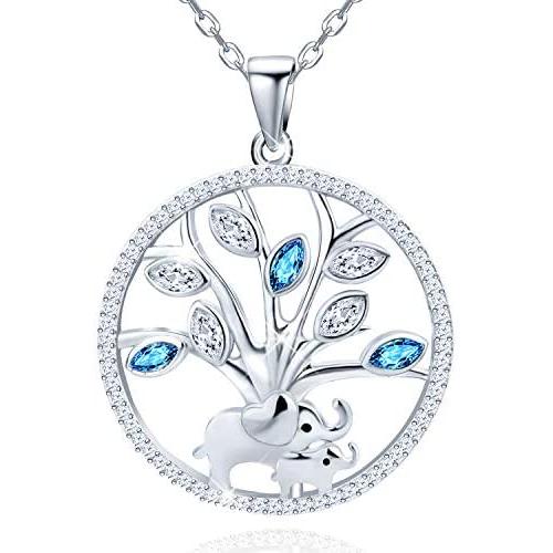 Distance Mother and Child Lovely Elephant for Women Heart Pendant Necklace 925 Sterling Silver Animal Jewelry for Mom Daughter