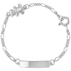 925 Sterling Silver Little Teddy Bear Tag ID Identification Bracelet for Baby 5''