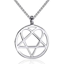 Elfasio Mens Womens Stainless Steel Pendant Necklace Heartagram Star Heart Him Chain Vintage jewelry