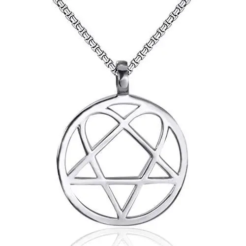 Elfasio Mens Womens Stainless Steel Pendant Necklace Heartagram Star Heart Him Chain Vintage jewelry Elfasio Mens Womens Stainless Steel Pendant Necklace Heartagram Star Heart Him Chain Vintage jewelry