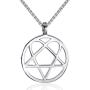 Elfasio Mens Womens Stainless Steel Pendant Necklace Heartagram Star Heart Him Chain Vintage jewelry