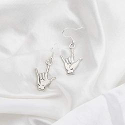 FUSTMW ASL Necklace I Love You Hand Sign Language Charm Pendant Necklace Sign Language Jewelry Interpreter Gift ASL Jewelry Gift for Deaf