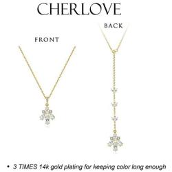 Sterling Silver Back Drop Wedding Necklace, 14k Gold Plated S925 Bridal Necklace Body Chain Jewelry