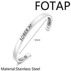 FOTAP SOBER AF Jewelry SOBER AF 1-5 Years Bracelet Sober Cuff Bracelet Sobriety Gift Sponsor Gift AA Jewelry NA Recovery Gift