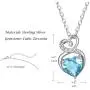 FANCIME Birthstone Necklace for Women 1.5CT Created Aquamarine Necklace in Sterling Silver Infinity Double Heart Necklace Dainty Fine Jewelry 16''+2''extender