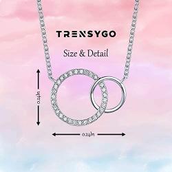TRENSYGO Circle Pendant Necklace, Double Circle Necklaces for Women, Open Circle Necklaces for Women, 2 Circle Necklace, Linked Circle Necklace, Full Circle Necklace, Simple Circle Necklace