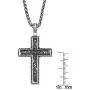 Mens Stainless Steel Antique Cross Pendant - 24 Inch Box Chain
