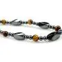 PURPLE WHALE Fashion Jewelry Men Women Magnetic Hematite Twist Bead Tiger Eye Gemstone Necklace - 91183