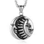 HZMAN Sun Moon Face Pendant Necklace, Fine Stainless Steel Jewelry