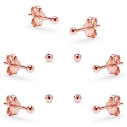 Sterling Silver Small Round Bead Ball Stud Earrings 2mm Unisex Set of 5 for Cartilage Nose Lips Choose Your Color