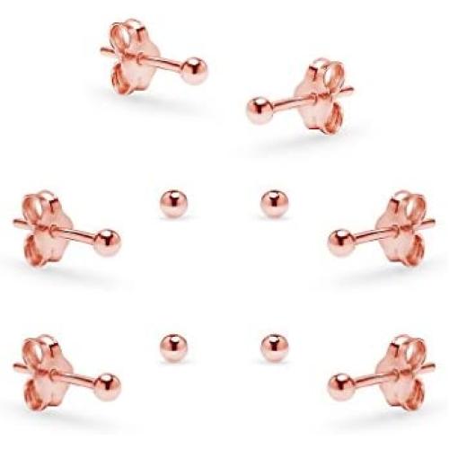 Sterling Silver Small Round Bead Ball Stud Earrings 2mm Unisex Set of 5 for Cartilage Nose Lips Choose Your Color