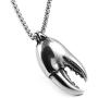 HZMAN Personality Men Women Fashion Jewelry Ocean Crab Claw Lobster Stainless Steel Pendant Necklace 22+2 Inch Chain